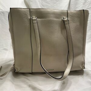 Rebecca Minkoff Leather Tote Bag Cream Large Shoulder Handbag